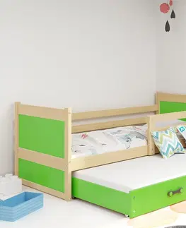 Postele BMS Dětská postel s přistýlkou RICO 2 | borovice 80 x 190 cm Barva: Zelená