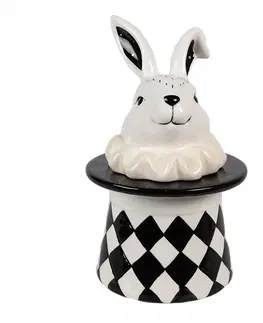 Dózy na potraviny Černobílá keramická dóza Black&White Bunny - 13*13*20 cm Clayre & Eef BVO