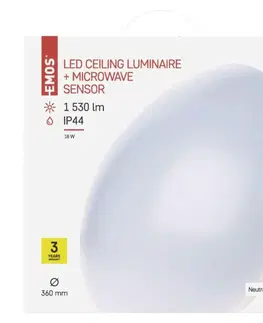 LED nástěnná svítidla EMOS LED přisaz. svítidlo Cori s MW senzorem, kr. 18W neut. bílá 1539034120