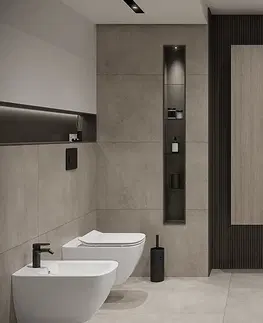 Koupelna CERSANIT Nábytkový sloupek VIRGO šedý dub s černou úchytkou S522-035