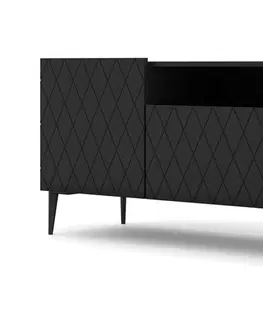 Televizní stolky TV stolek Diuna 193 cm, černý mat + černá