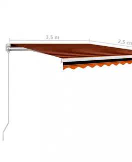 Zahradní markýzy Ručně zatahovací markýza 350x250 cm Dekorhome Hnědá / oranžová