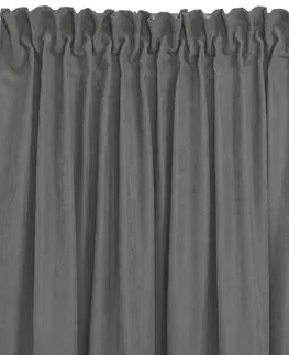 Záclony HOMEDE Závěs MILANA klasická transparentní dračí páska 5 cm s třásněmi 3 cm šedý, velikost 220x225