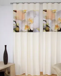 Luxusní hotové závěsy s potiskem 3D Krémový závěs s bílou orchidejí