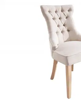 Luxusní jídelní židle Estila Chesterfield jídelní židle Torino s chesterfield prošíváním v bílé barvě a klepadlem 96cm