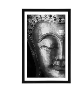 Černobílé Plakát s paspartou božský Buddha v černobílém provedení