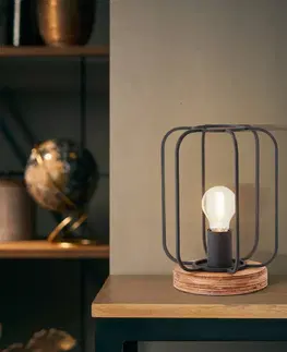 Stolní lampy Brilliant Stolní lampa Tosh s dřevěným soklem