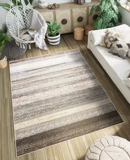 Moderní koberce Moderní koberec s pruhy v hnědých odstínech Šířka: 140 cm | Délka: 200 cm