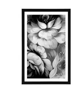 Černobílé Plakát s paspartou impresionistický svět květin v černobílém provedení