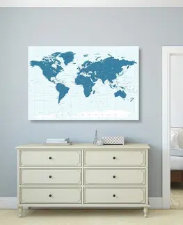 Obrazy mapy Obraz politická mapa světa v modré barvě