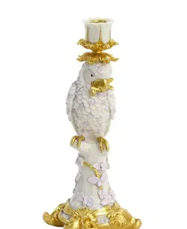 Svícny Zlatý antik svícen s papouškem Lora lilac - 12*11*29 cm Light & Living 6047862