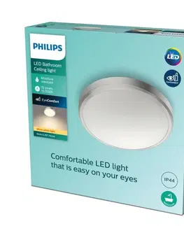 LED stropní svítidla LED Koupelnové stropní přisazené svítidlo Philips DORIS CL257 8718699758929 17W 1500lm 2700K IP44 31,3cm niklové
