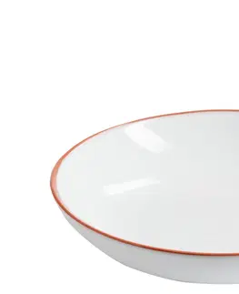 Mísy a misky Bílá mísa Terakot s barevným lemem XL - 29,5*29,5*6,5 cm J-Line by Jolipa 71859