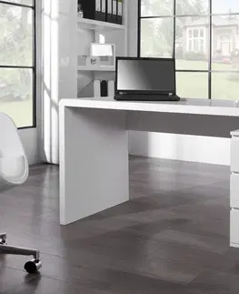 Stylové a luxusní pracovní a psací stoly Estila Luxusní moderní designový kancelářský stůl Fast Trade bílý 160cm