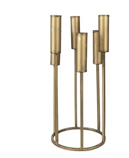 Svícny Zlatý antik kovový na 6 úzkých svíček - 17*16*37 cm Clayre & Eef 6Y5324