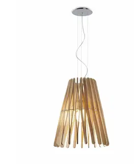 Závěsná světla Fabbian Fabbian Stick dřevěné závěsné světlo, kuželové