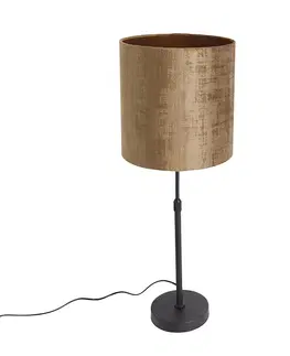 Stolni lampy Stolní lampa černý sametový odstín hnědý 25 cm nastavitelný - Parte