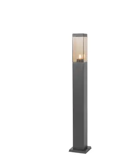 Venkovni stojaci lampy Moderní venkovní lampový sloup tmavě šedý s kouřem 80 cm - Malios