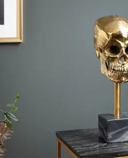 Dekorace LuxD Dekorační předmět Lebka 35 cm zlatý