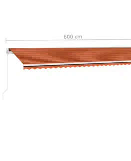 Zahradní markýzy Volně stojící ručně zatahovací markýza 600x300 cm Dekorhome Hnědá / oranžová