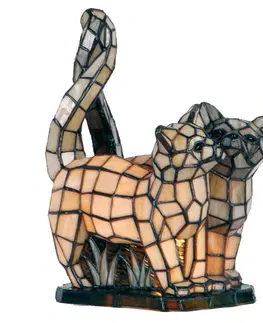 Svítidla Dekorativní lampa Tiffany kočky - 36*28 cm 1x E14 / max 40w Clayre & Eef 5LL-1187