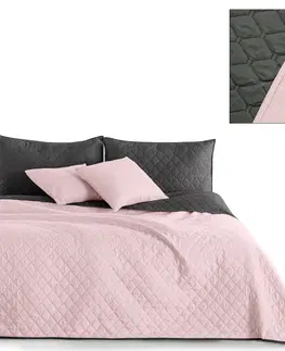 Přehozy Oboustranný přehoz na postel DecoKing Axel růžový/uhlový, velikost 170x210