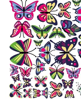 Zvířátka Veselé nálepky na zeď motýly 76 x 100 cm