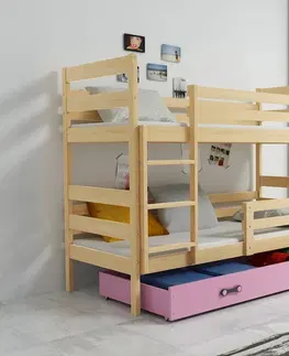 Postele BMS Dětská patrová postel ERYK | borovice Barva: Borovice / zelená, Rozměr: 200 x 90 cm