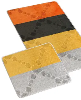 Koberce a koberečky Bellatex Sada koupelnových předložek bez výkroje Bany Paprsky oranžová, 60 x 100 cm, 60 x 50 cm