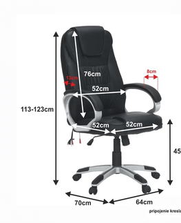 Kancelářské židle Kancelářské křeslo LERTY s funkcí masáže, černá