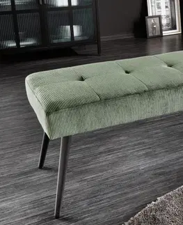 Stylové a luxusní lavice Estila Moderní zelená lavice Soreli se manšestrovým čalouněním 100cm