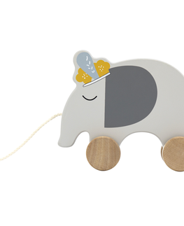 Hračky TRYCO - Dřevěný tahací slon na šňůře