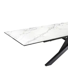 Jídelní stoly LuxD Roztahovací keramický stůl Paquita 180-220-260 cm bílý mramor