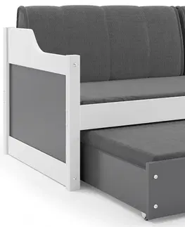 Postele BMS Dětská postel s přistýlkou DAWID | bílá 90 x 200 cm Barva: Šedá