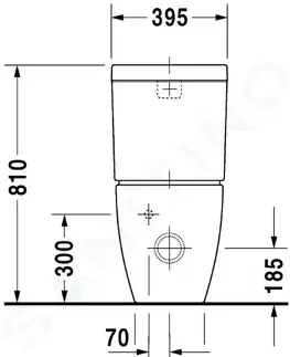 Záchody DURAVIT Happy D.2 Splachovací nádrž 395x160 mm, připojení vpravo nebo vlevo, alpská bílá 0934000005