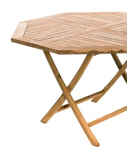 Zahradní stolky DEOKORK Zahradní skládací stůl osmiúhelník HAGEN ⌀ 120 cm (teak)