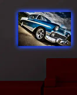 Obrazy Hanah Home Obraz s led osvětlením Chevrolet Bel Air 70x45 cm