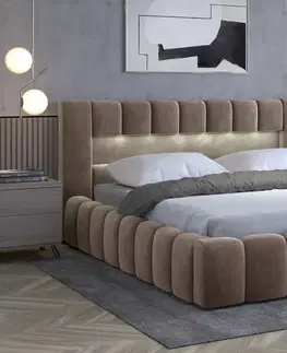 Postele Čalouněná postel LAMICA 140 cm dřevěný rošt Monolith 09