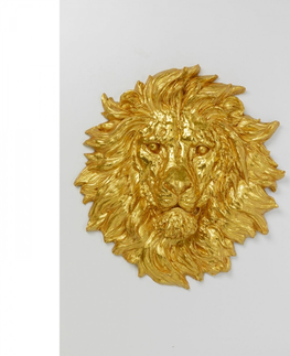 Dekorativní předměty KARE Design Nástěnná dekorace Lví hlava - zlatá, 90x100cm