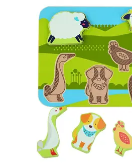 Hračky LUCY & LEO - Zvířátka na farmě-dřevěné puzzle 7 dílů