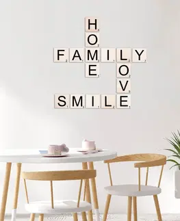 Bytové doplňky a dekorace Wallity Nástěnná dřevěná dekorace SMILE bílá/černá