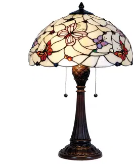 Svítidla Stolní lampa Tiffany Butterfly Garden - Ø 41*60 cm 2x E27 / Max 60w Clayre & Eef 5LL-5365
