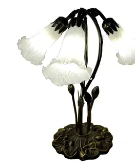 Svítidla Stolní Tiffany lampa se 3mi květy Leonie - 41*31*43 cm  Clayre & Eef 5LL-6104