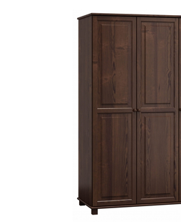 Šatní skříně Skříň 3D BHAGIRA 2, šíře 133 cm, masiv borovice, moření: ořech