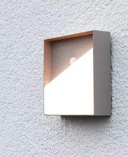 Venkovní nástěnná svítidla s čidlem pohybu Eco-Light Nabíjecí nástěnné světlo Meg LED, písková barva, 15 x 15 cm, senzor