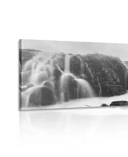 Obrazy vodopád Obraz vznešené vodopády v černobílém provedení