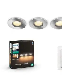 Chytré osvětlení Hue White Ambiance Zápustné bodové svítidlo Philips Adore BT 8719514340817 LED GU10 3x5W 3x350lm 2200-6500K IP44 230V, chromové s dálkovým ovladačem a Bluetooth