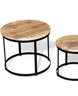 Konferenční stolky Konferenční stolek 2 ks dřevo / kov Dekorhome Mangovníkové dřevo