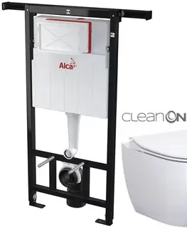WC sedátka ALCADRAIN Jádromodul předstěnový instalační systém bez tlačítka + WC CERSANIT ZEN CLEANON + SEDÁTKO AM102/1120 X HA1