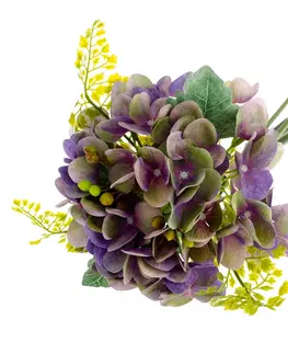 Květiny Umělá kytice Hortenzie s kapradím, 30 x 25 cm